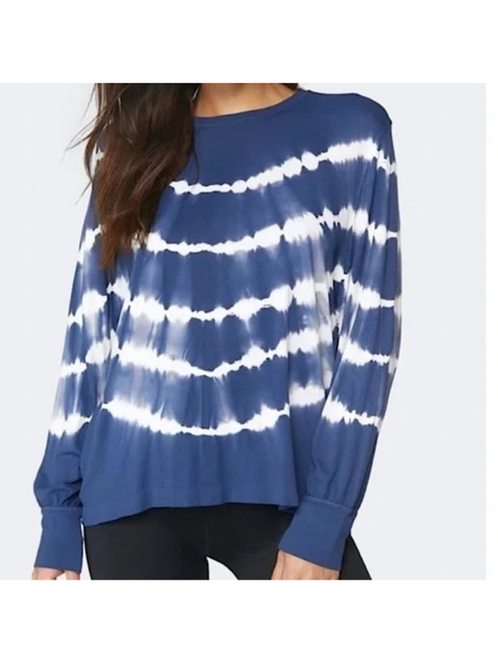 Spiritual Gangster Tops - Spiritual Gangster Supernova XS Long Sleeve blue arched shibori pattern Yoga